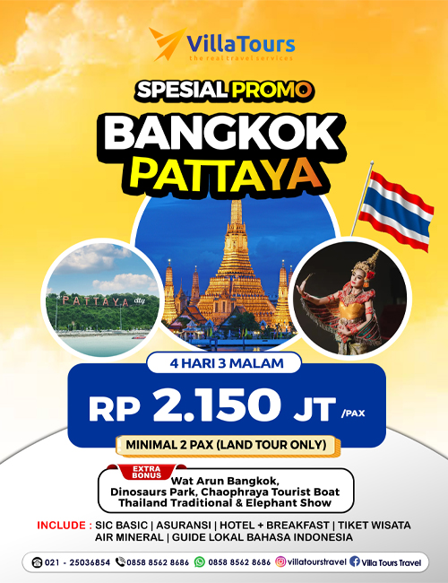 BANGKOK PATTAYA SPESIAL PROMO 4 HARI SIC LANDTOUR ONLY