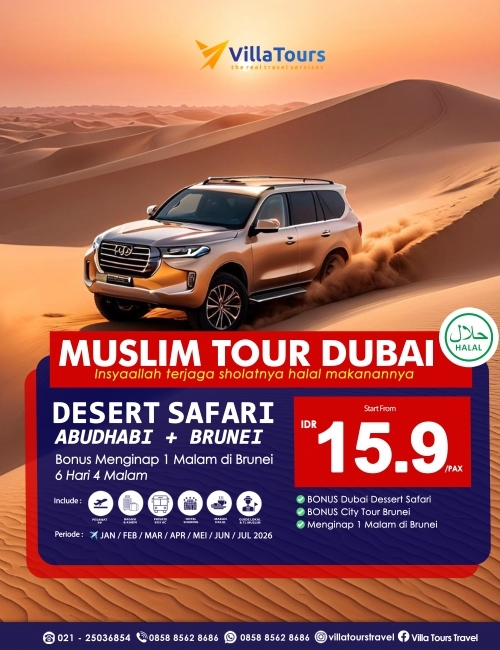 DUBAI ABUDHABI BONUS DESSERT SAFARI + CITY TOUR BRUNEI 6 HARI 