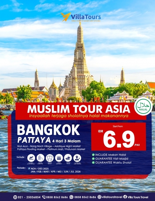 THAILAND BANGKOK PATTAYA SUPER PROMO MUSLIM TOUR 4 HARI